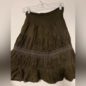 vintage dark brown lace Skirt